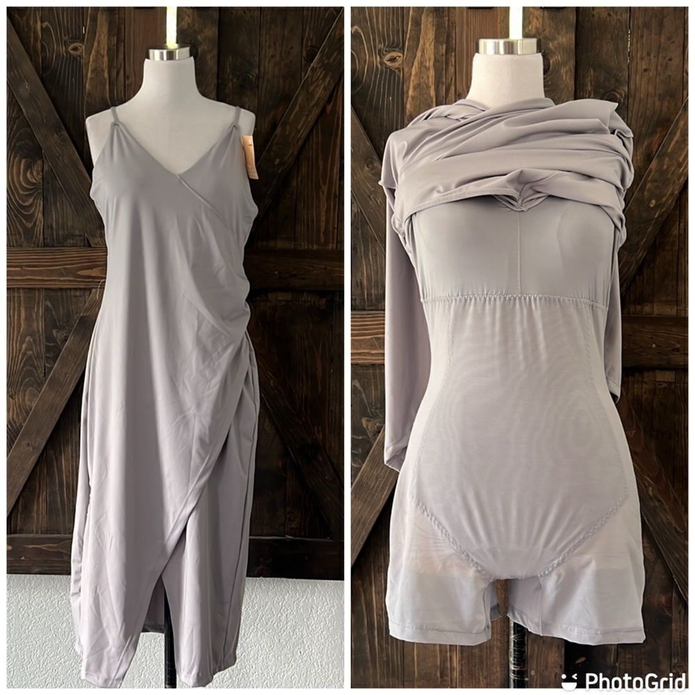 Popilush Black Midi with Built in Shapewear Beach  Bodycon Dress for Holiday